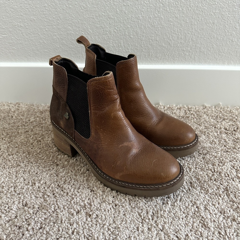 Bull Boxer Jessy 2 Boots Womens‎ 6.5/7 Brown Leather Pull On Chelsea Y2K Chunky
